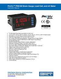 Thumbnail of document Manual - PD6100 ProVu Strain Gauge, Load Cell & mV Digital Panel Meter